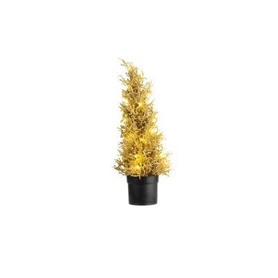 Arbre De Noël 25 Led Lights Glitter Dore  15x15xh43cm Plastic Excl 3 Piles Aaa  Cosy @ Home