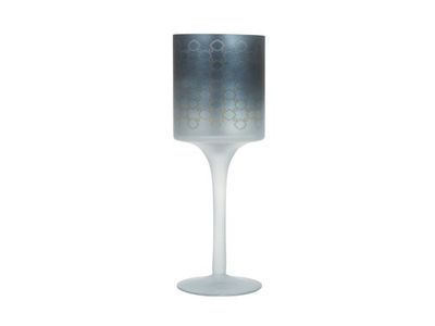 Theelichthouder Degrade On Foot Blauw 9x 9xh25cm Rond Glas