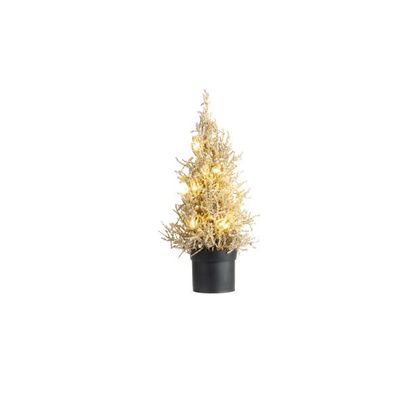 Arbre De Noël 15 Led Lights Glitter Cham Pagne 13x13xh33cm Plastic Ex 3 Piles Aa  Cosy @ Home