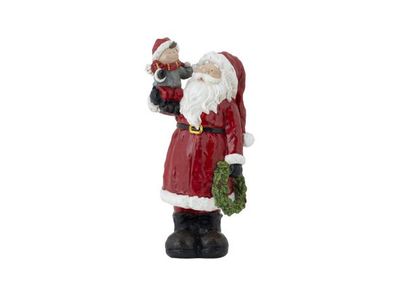 Santa Kid On Sholder Rood 18,5x13,5xh36, 5cm Resin