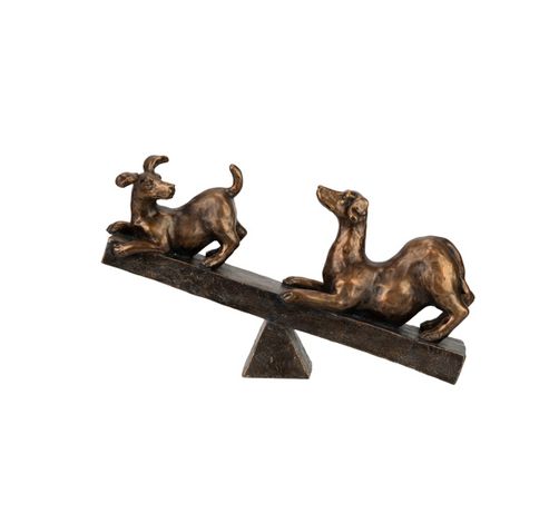 Chien Balance Bronze 34x9,5xh20,5cm Resi Ne  Cosy @ Home