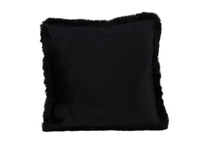 Coussin Fur Piping Noir 45x45xh10cm Poly Ester
