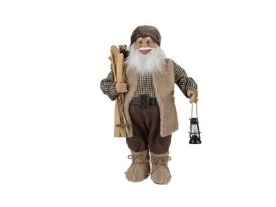Kerstman Fur Bruin 20x13xh31cm Polyester 