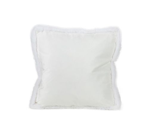 Coussin Fur Piping Blanc 45x45xh10cm Pol Yester  Cosy @ Home