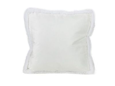 Coussin Fur Piping Blanc 45x45xh10cm Pol Yester