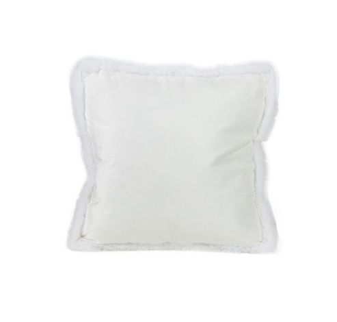 Coussin Fur Piping Blanc 45x45xh10cm Pol Yester  Cosy @ Home