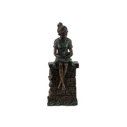 Cosy @ Home Statue Girl Bronze 18,5x16xh45cm Resine  