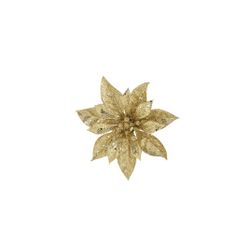 Kerstroos Clip Glitter Goud D15cm Kunsts Tof 