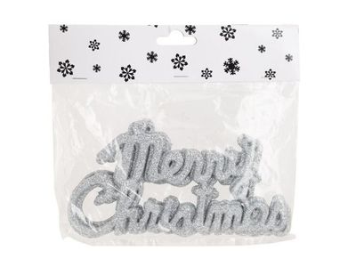 Hanger Set6 Merry Christmas Zilver 20cm Kunststof