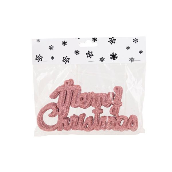 Hanger Set6 Merry Christmas Roze 20cm Ku Nststof 