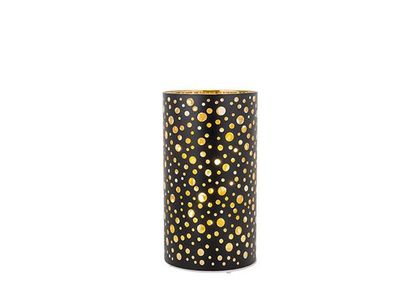 Lampe Dots Led Excl.3xaa Batt. Blanc - N Oir  9x9xh16cm Rond Verre