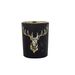 Theelichthouder Deerhead Gold Matt Zwart  10x10xh13cm Rond Glas 