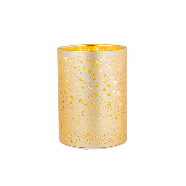 Lamp Stars Led Excl.3xaa Batt. Goud 9x9x H12cm Rond Glas 