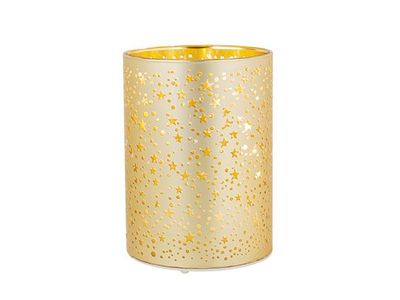 Lamp Stars Led Excl.3xaa Batt. Goud 9x9x H12cm Rond Glas