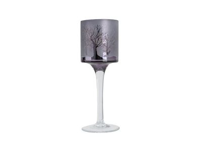 Theelichthouder On Foot Trees Grijs 7x7x H20cm Glas
