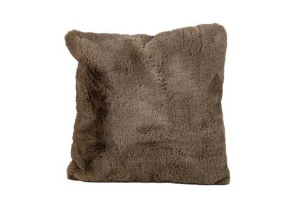 Kussen Thick Faux Rabbit Fur Taupe 45x45 Cm Polyester