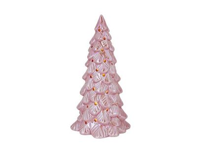 Arbre De Noël  Led Incl. 2xlr44 Battery Rose 8x8xh15,8cm Gres