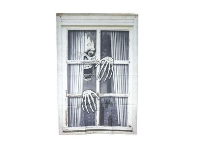 Vensterdecoratie Curtain Window Skull An D Hands Zwart 80x,2xh120cm Polyester