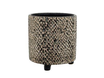 Bloempot Serra Grid Zwart 13x13xh14cm Ro Nd Aardewerk