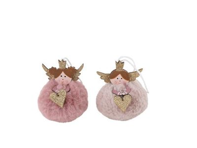 Hanger Angel 2ass Fur Roze 7x7xh8cm 