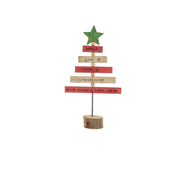 Kerstboom Rood Groen 16x5xh29cm Hout  