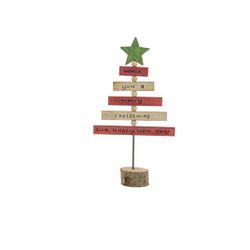 Kerstboom Rood Groen 16x5xh29cm Hout  