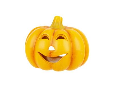 Citrouille Face Orange 18,8x18,2xh14,6cm  Rond Ceramique