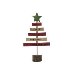 Kerstboom Rood Groen 11x4xh20cm Hout  