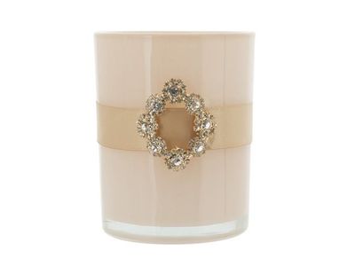 Bougeoir Medaillon Rose 8,5x8xh10cm Verr E