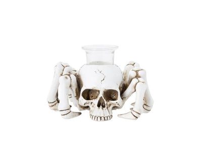 Theelichthouder Skull Creme 18x14xh8,5cm  Polyresin