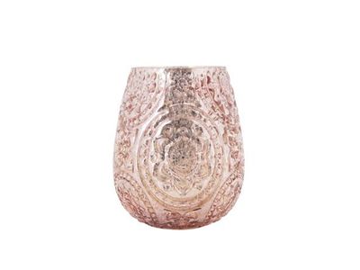 Bougeoir Antoinette Rose Pale 12x12xh15c M Verre