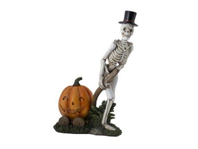 Skelet With Pumpkin Grijs 21x13xh29cm Po Lyresin
