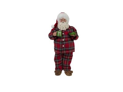 Santa In Pajamas Rood 13x9xh28,5cm Polye Ster