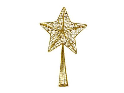 Kerstboompiek Star Glitter Goud 12x4xh28 Cm Kunststof
