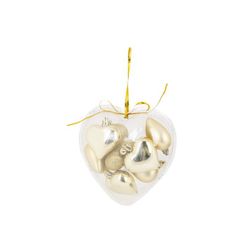 Kerstbal Set8 Heart Mix Goud D5cm Kunsts Tof 