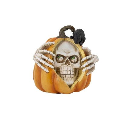 Citrouille Skull Head Orange 26x22xh23cm  Polyresine  Cosy @ Home