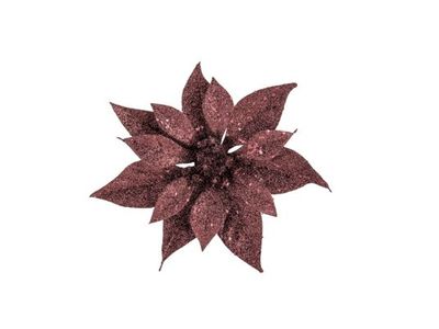 Kerstroos Clip Glitter Bordeaux D18cm Ku Nststof