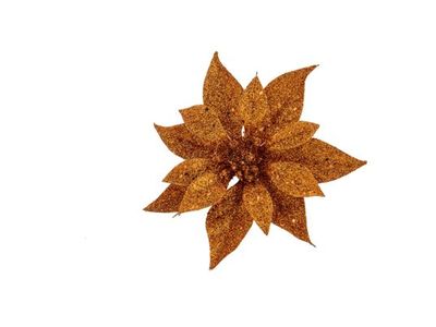 Kerstroos Clip Glitter Koper D18cm Kunst Stof