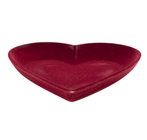 Hart Flocked Rood 25x25xh3,8cm Hout   Cosy @ Home