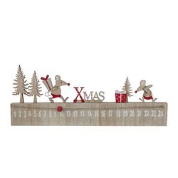 Adventkalender Mouse Rood Grijs 35x2xh13 Cm Hout 