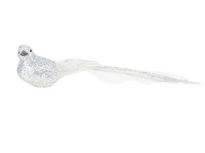 Vogel Clip Set3 Glitter Zilver 21x6xh8cm  Kunststof