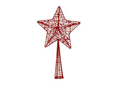 Kerstboompiek Star Glitter Rood 12x4xh28 Cm Kunststof