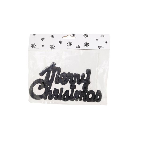 Hanger Set6 Merry Christmas Zwart 20cm K Unststof 