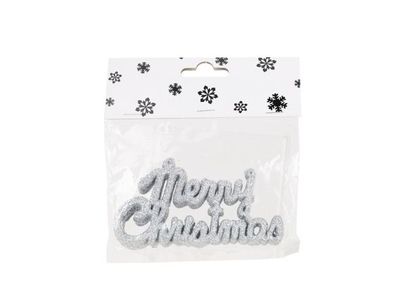 Hanger Set6 Merry Christmas Zilver 10cm Kunststof
