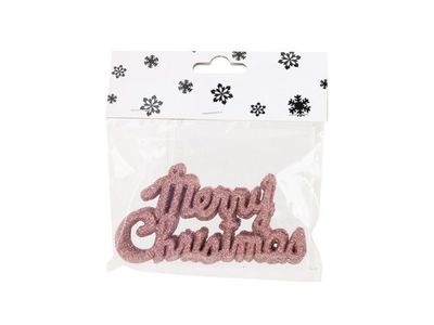 Hanger Set6 Merry Christmas Roze 10cm Ku Nststof