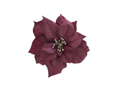 Clip Poinsettia Oud Roze 17x17xh5cm Kuns Tstof