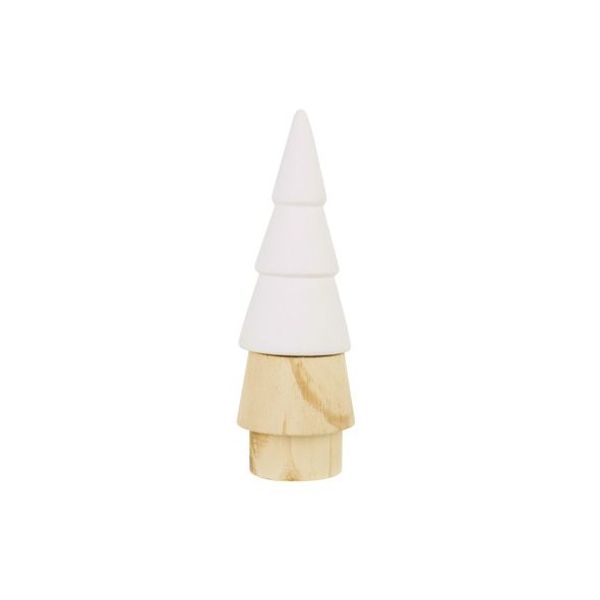 Kerstboom Top Colored Wit 7,5x7,5xh22,5c M Rond Hout 