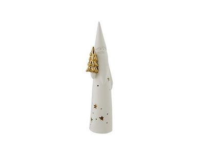 Kerstman Matt Finish Gold Tree Wit 8x6,3 Xh28,5cm Langwerpig Dolomiet