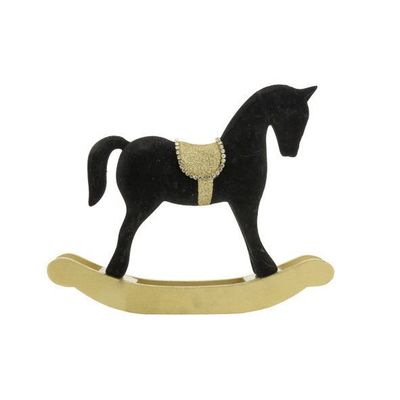 Cheval A Bascule Gold Noir 26x6,5xh23cm Autre Bois 