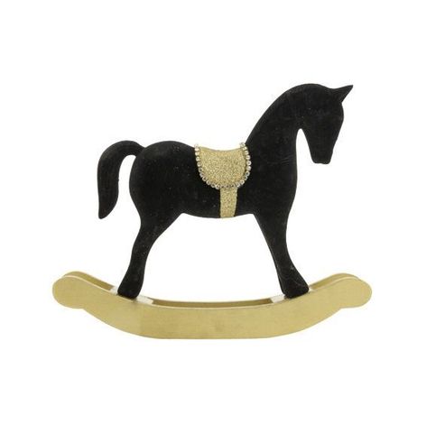 Cheval A Bascule Gold Noir 26x6,5xh23cm Autre Bois  Cosy @ Home